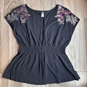H&M Black Embroidered Women's Top